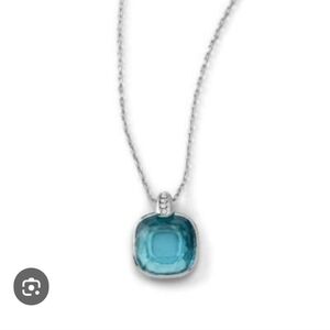 Lia Sophia Blue Sky Necklace with Aquamarine Cushion-Cut Pendant